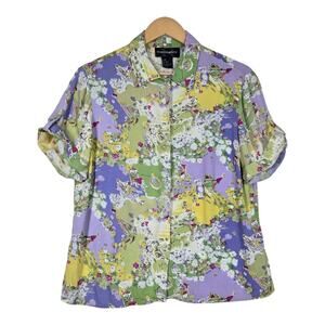 VTG Requirements Top Camp Shirt sz M Short Slv Pastel Multi Whimsy Cottagecore